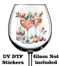 Ostern Getränk UV DTF Aufkleber - Mülleimer Becher Weinglas Flasche Tasse Laptop
