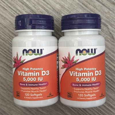 Now Foods Vitamin D-3 5 000 IU 240 Total Softgels GMP Quality Assured, Kosher
