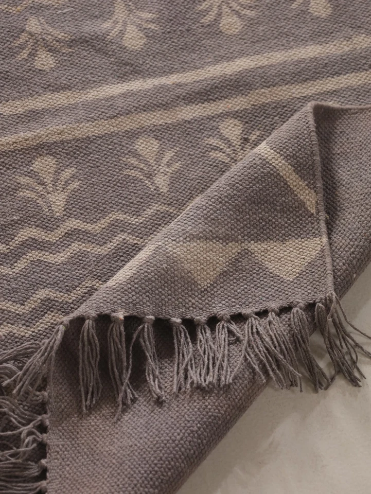 Moroccan Style Cotton Rug Hand Block Printed Bedroom Kitchen Decor Area Carpet - Image 2 of 4