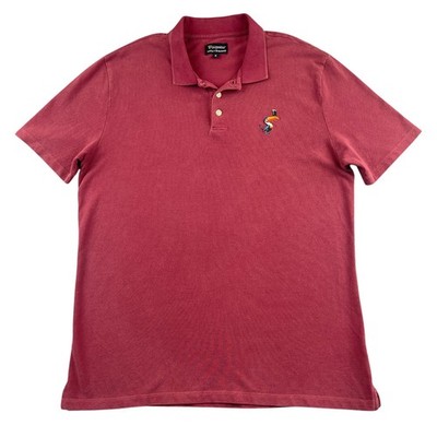 Guinness x Lucky Brand Toucan Polo Shirt Mens XL Maroon Embroidered Graphic