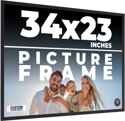 34x23 Frame Black Real Wood Picture Frame Width 0.75 inches | Interior Frame Dep