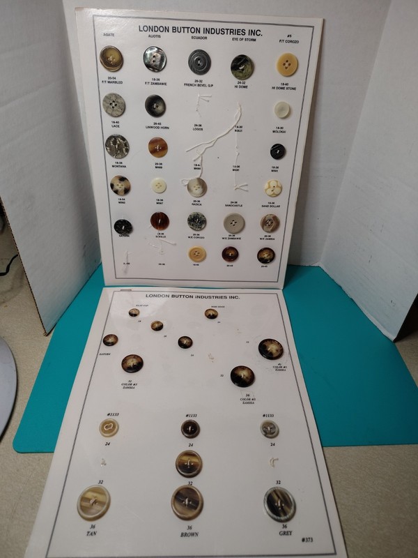 London Button Industries Button Sheets 38 Buttons
