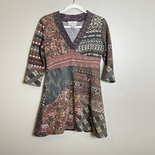Women Dress Patchwork Y2K Babydoll S Gilmore Hippie 3/4 Sleeve Mini 90s Boho