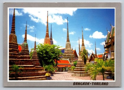 Bangkok Thailand Postcard Pagodas Wat Phra Temple Tourist Destination