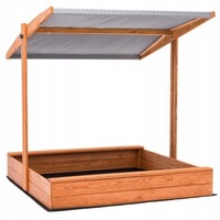 Sandkasten Mit Sonnendach Abdeckung 140X140 ImpräGniert Sandkiste Neu Modern