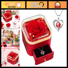 Eternal Preserved Real Rose with Red Necklace - Perfect Gift for Mom, Wife, Gran