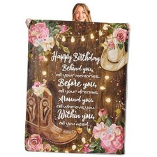 Happy Birthday Blanket Gifts for Women Girls,Festival Party 50x60in Birthday 03
