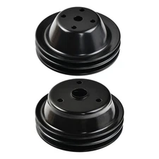 Long Water Pump Pulley+Crankshaft 2 Double-Groove For Chevy SBC 262 350 400 LWP