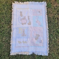 Vintage Beatrix Potter Quiltex Baby Blanket Nursery Easter Spring Cotton USA