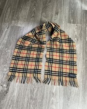 Burberrys Scarf Cashmere Lambswool Nova Check Beige Classic England Vintage