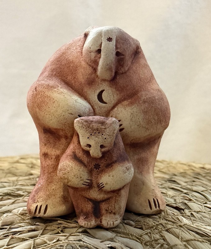 Sculpture Bear Mother and cub handmade from Bell Pine Art Farm.