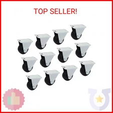XMHF 12 Pack 1-inch Dia Rubber Single Wheel Rigid Non-Swivel Top Plate Fixed Cas