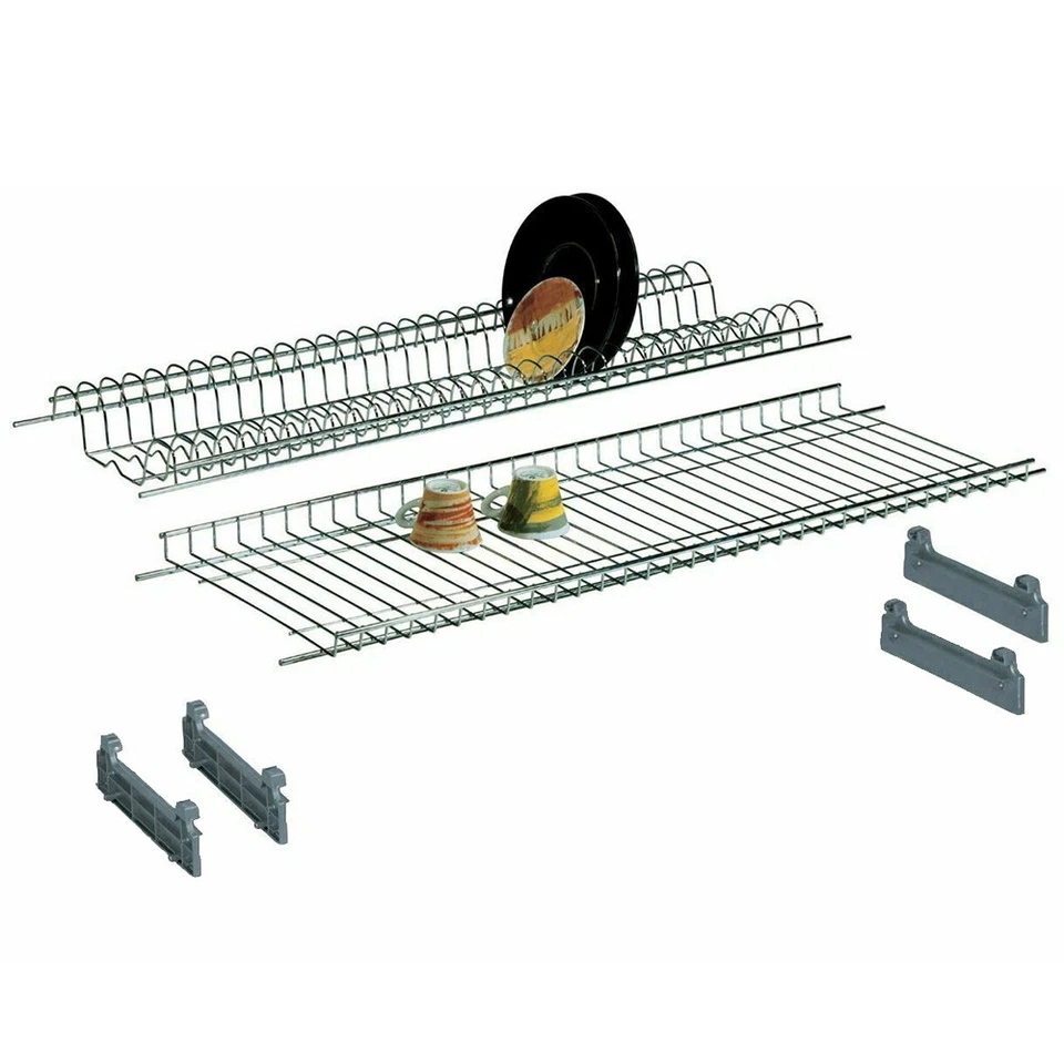 SCOLAPIATTI 86CM A DOPPIA RETE + PENSILE DA 4 SUPPORTI PORTA PIATTI INCASSO PKR - Immagine 2 di 2