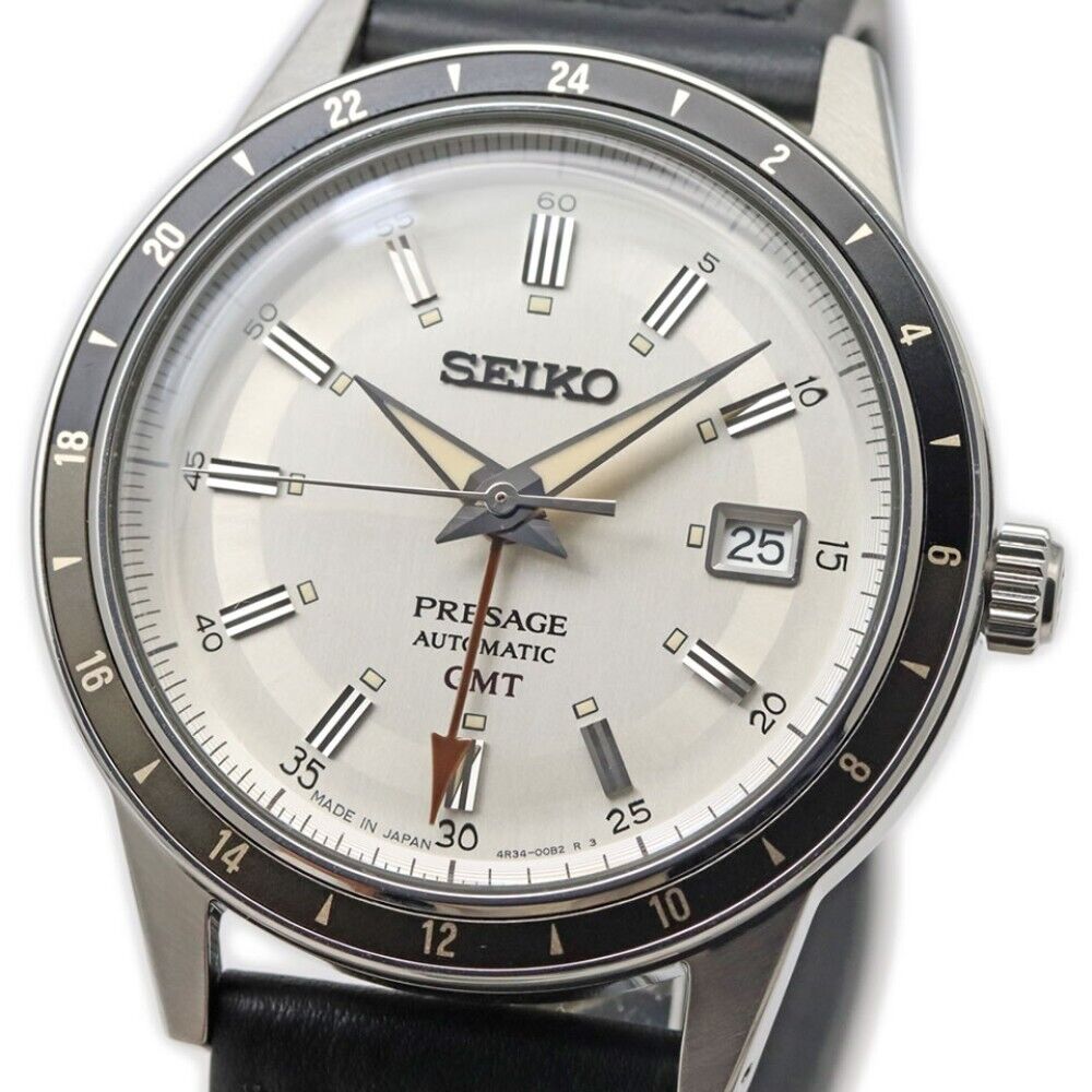 SEIKO PRESAGE Style60's GMT SARY231 AT Watch Silver Dial SEIKO PRESAGE Style60's GMT SARY231 AT Watch Silver Dial