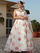 Presenting New Organza Lehenga Choli With White Dupatta For Women Festival Wear