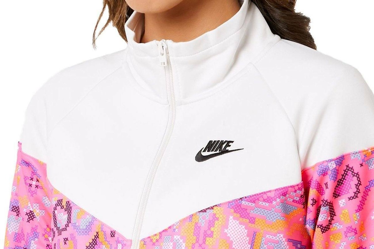 Nike Women's Future Femme Poly Knit Ivory/Pink AOP Crop