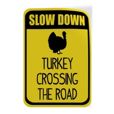 Vertical Vinyl Stickers Slow Downturkey Crossing The Road Traffic Sign