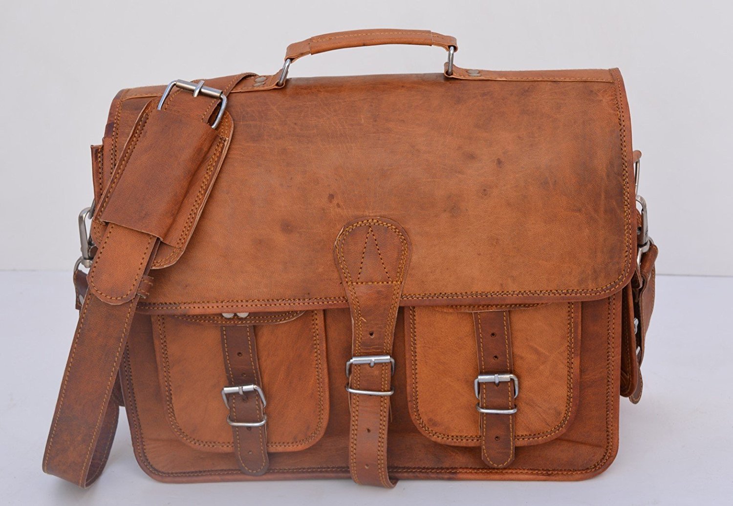 True Leather messenger laptop bag computer shoulder Office satchel Briefcase