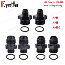 2PCS AN6 AN8 AN10 Flare to 6AN 8AN 10AN ORB Male O-Ring Fitting Adapter Black