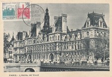 CARTE MAXIMUM 1ER JOUR  JUMELAGE PARIS ROME- L'HOTEL DE VILLE DE PARIS -11/10/58