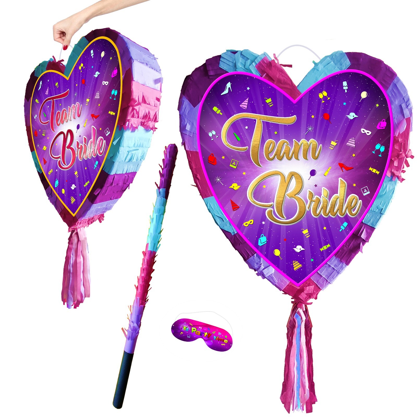 Team Bride party pinata heart mr mrs prom stag do hag Hen slumber shower kitty