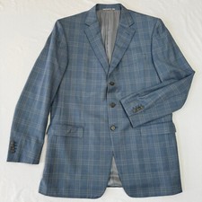 Ermenegildo Zegna Blazer Mens 44 Long Blue Plaid Three Button Sport Coat Jacket