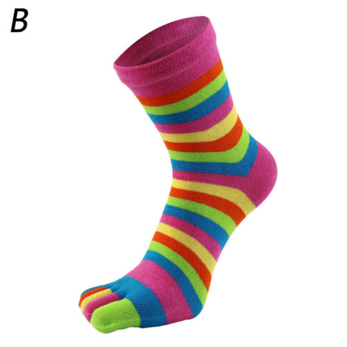 Women Men Breathable Colorful Striped Five Finger Toe Socks Cotton Winter Warm - Picture 4 of 17
