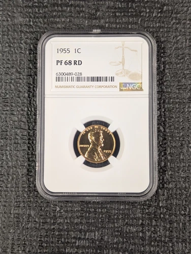 1955 NGC PF68 RD RED PROOF LINCOLN WHEAT PENNY 1C ONE CENT WHITE LABEL