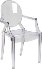 1, 2, 4, 6 or 8 Casper Ghost Dining Arm Chair Clear Polycarbonate In or Outdoor