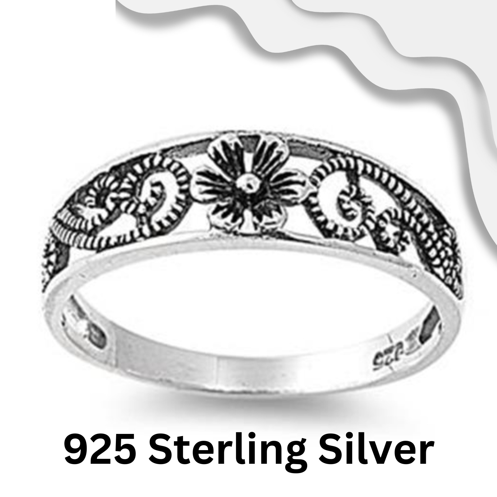 DAISY RING ~ Genuine SOLID STERLING SILVER RING ~ Size 6 / M