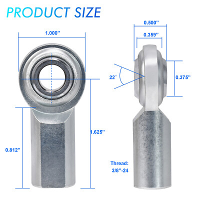 Female Heim Joint Qty 2: RH Female 3/8-24 Thread Rod Ends Heim Joints With 3 8 Quot Bore Qa1 Cfr6 520150 - Foto 14