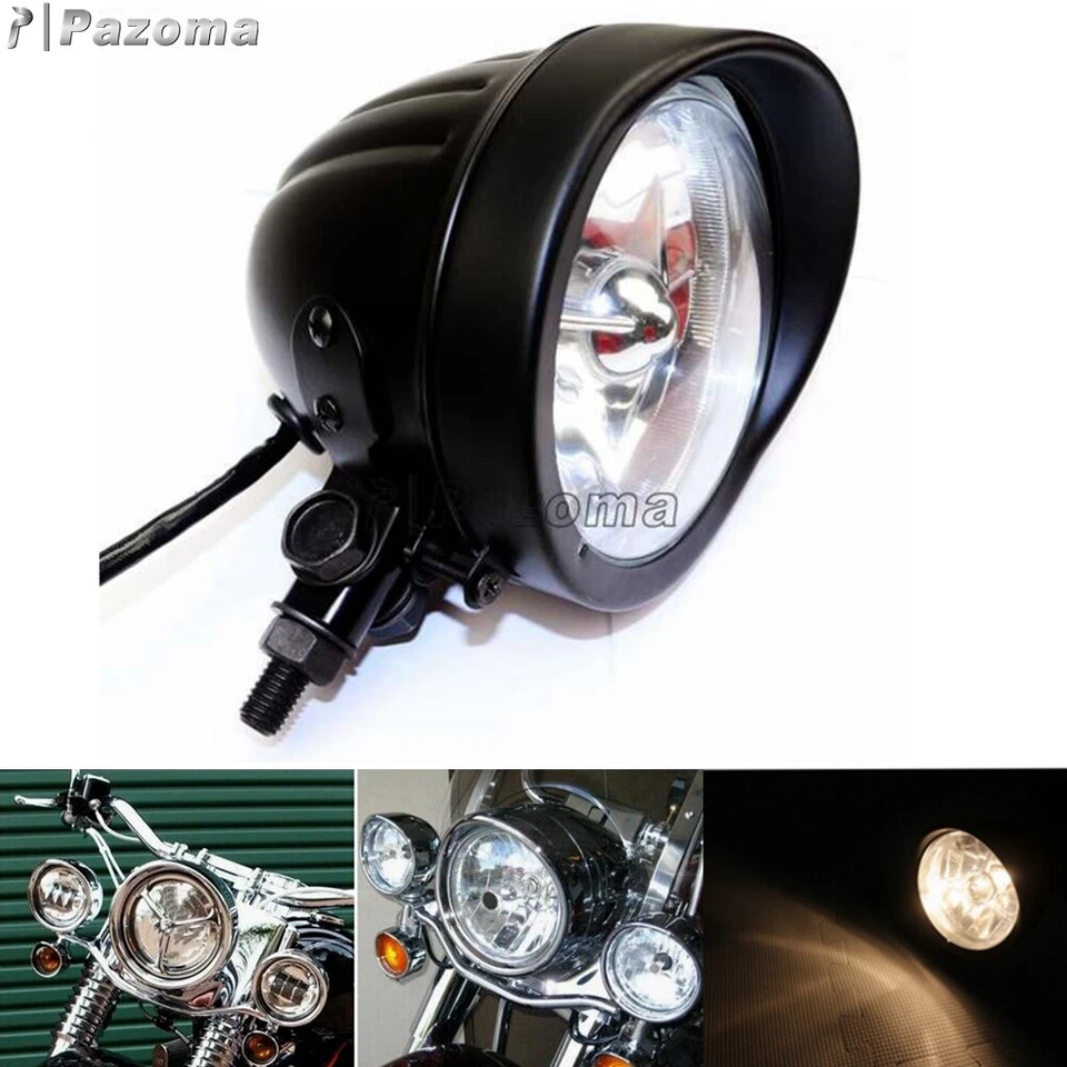 Круглая фара 4,5 дюйма для мотоцикла универсальная для Harley Chopper Bobber - Изображение 2 из 4