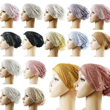 Flower Lace Women Muslim Inner Cap Arab Hijab Scarf Underscarf Turban Bonnet Hat