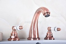 Bathroom Antique Red Copper 3 hole Widespread faucet Basin sink Mixer Tap