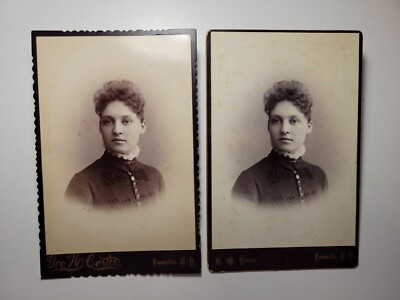 Rare Lot 2 Cabinet Cards Same Pretty Woman Geo W Carter Lowville NY IDd Babcock