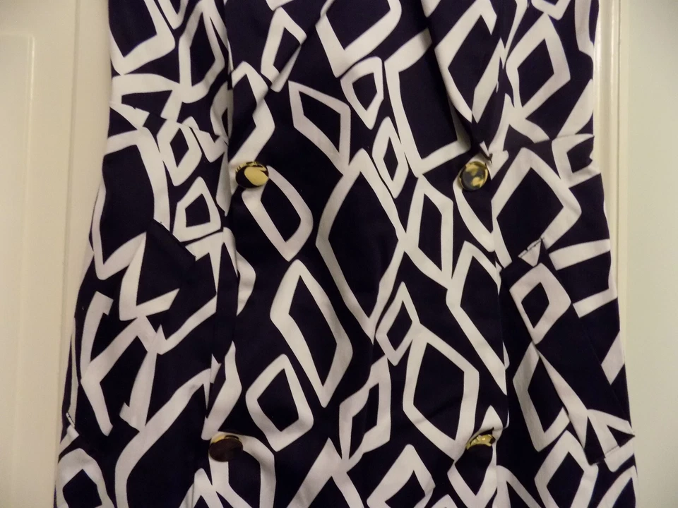 Vestido JB By Julie Marrón Sin Tirantes Azul Marino Blanco Dorado Botón Acentos ADORABLE S Foto 3 de 4