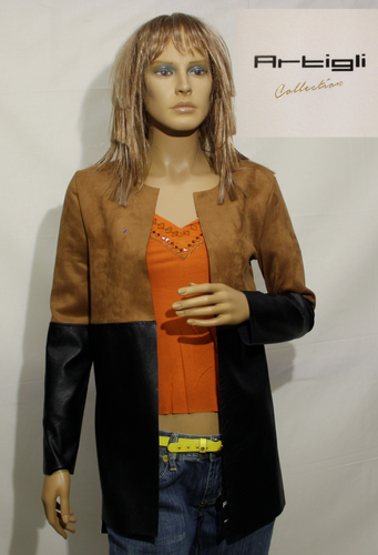 GIACCA SPOLVERINO DONNA - ARTIGLI -ECOPELLE+DAINETTO cuoio/nero  PRIMAVERA-SALDI | eBay