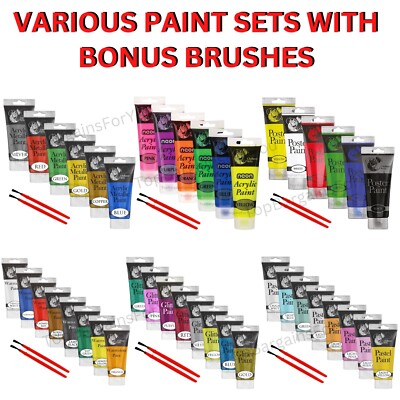 KINDER ACRYL 6/8 FARBTUBEN verschiedene Farben Maltuben Kunstschule 120ml Mix