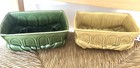 TWO MATCHING VINTAGE ART POTTERY PLANTERS SET OF GREEN & YELLOW FLUTED MCM NEW!! — photo 2