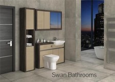 MALI WENGE / CASHMERE GLOSS BATHROOM FITTED FURNITURE WITH WALL UNITS 1700MM