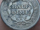1854 O Seated Liberty Half Dime- New Orleans, Arrows, Fine Details, Black/Dark
