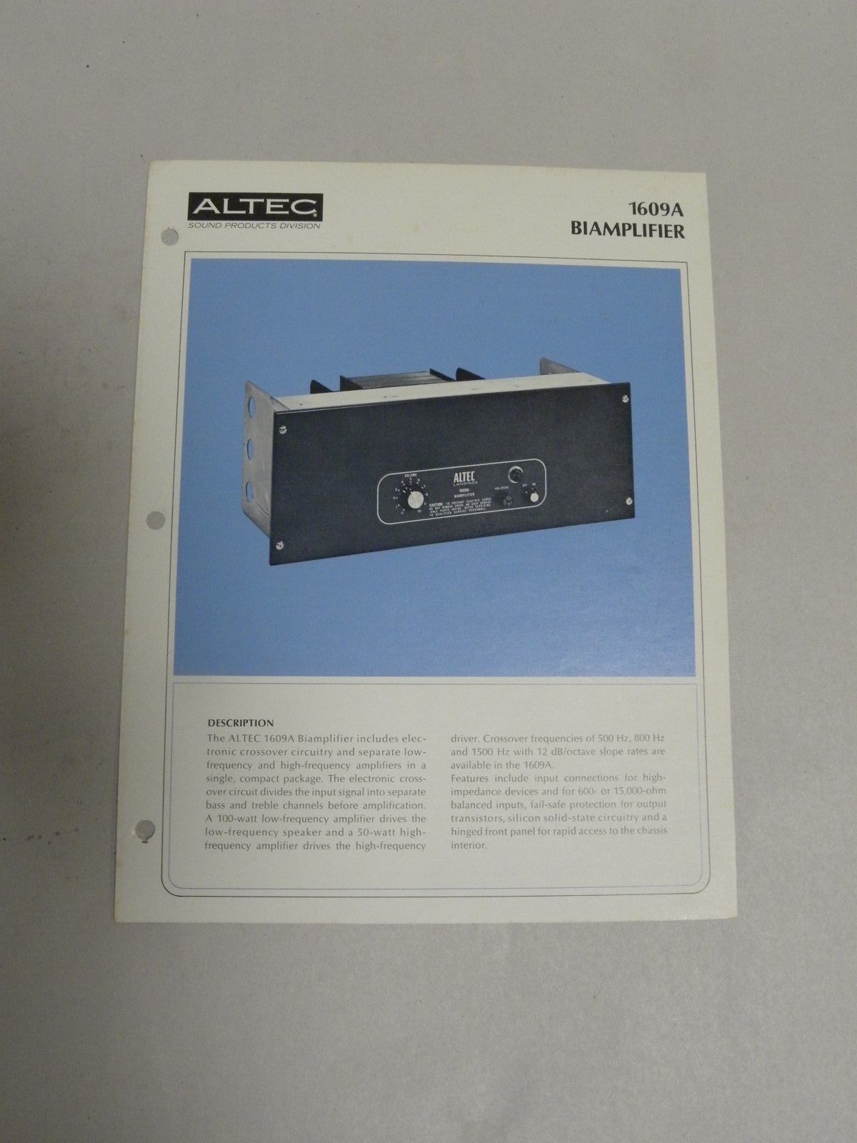 Altec 1609A vintage audio equipment - eBay listing photo 2