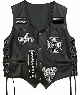 ジャケット・アウター   black label vest Zakk Wylde Black Label Society Biker Genuine Leather Vest Jacket