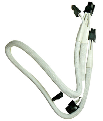 White Sleeved 8-Pin to Dual 8-Pin (6+2) PCI-E GPU Power Splitter Extension
