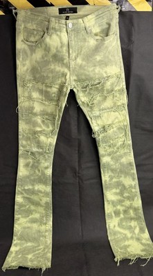 Pure Reign Stacked Jeans Mens 32 White Distressed Frayed Denim
