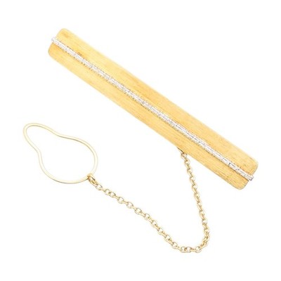 18K GOLD  Vintage Tie Pin BUCCELLATI Rectangular Carved Dangling Bulb  GOT079