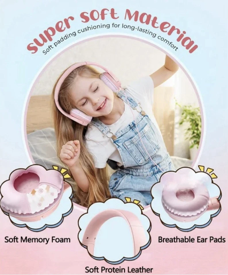 Mpow Kids Headphones for Kids - Pink - Foldable Safe Volume - A0044 - Image 2 of 4