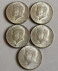 LOT OF QTY. 5 1967 1968 & 1969 KENNEDY HALF DOLLAR COINS CIRCULATED 40% SILVER
