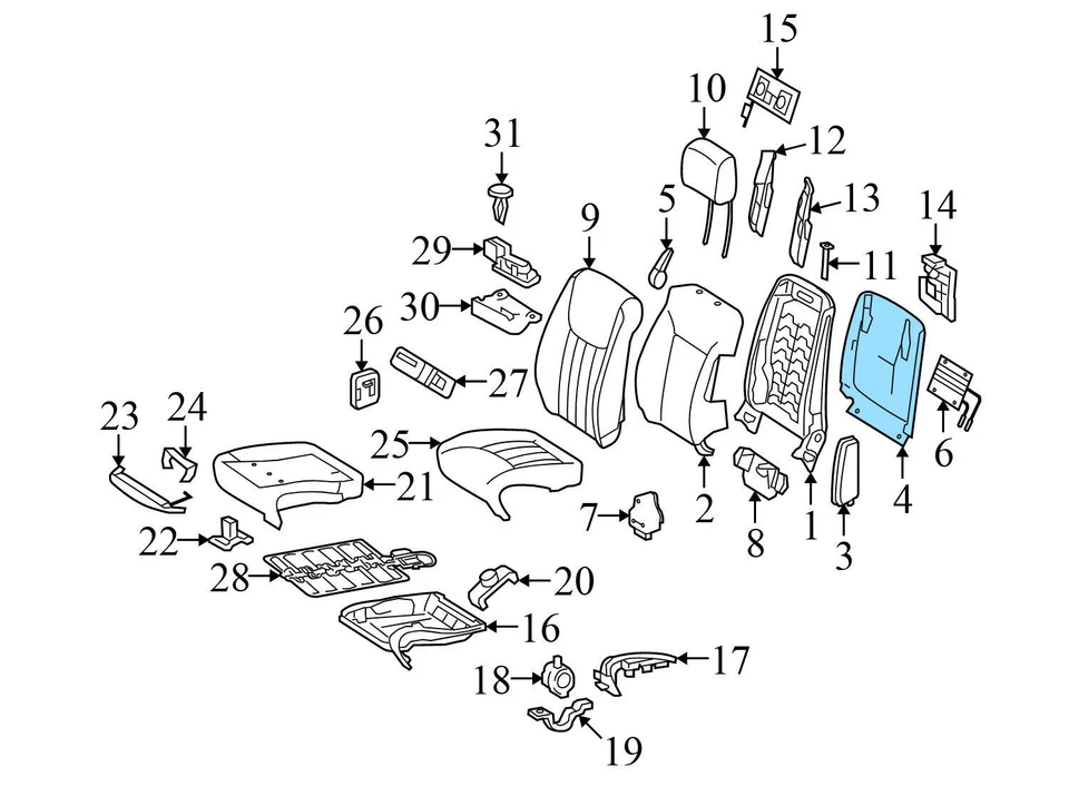 Mercedes-Benz ML320 2007-2009 - Panel trasero asiento delantero con red 2519100439 Foto 4 de 4