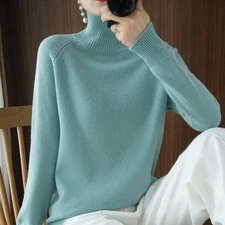 New Cashmere Thick Turtleneck Sweaters Long Soft Knitted Sleeve Casual Pullovers